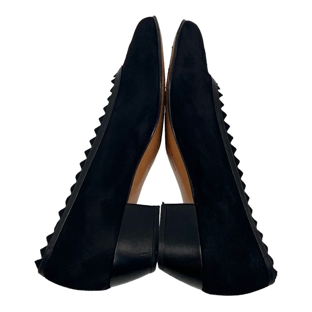 Salvatore Ferragamo Frania 40 Black Suede Leather Scallop Pumps Womens 7 AAA - Picture 11 of 16